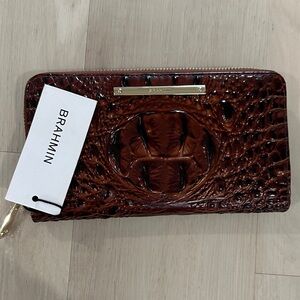 Brahmin Pecan Melbourne Crocodile Embossed Wallet, Genuine Leather